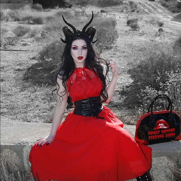 ? HORNS HEADRESS DEVIL DOUBLE HEADBAND EVIL GOTHIC MALEFICENT QUEEN COSPLAY main image 9